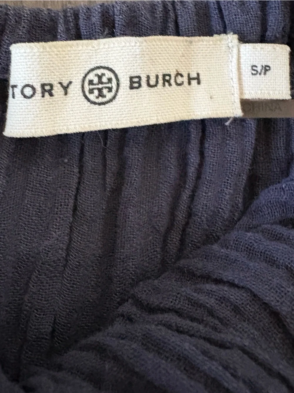 Tory Burch Ramie Cotton Gauze Jumpsuit Navy Tie Waist Balloon Leg Harem Boho S
